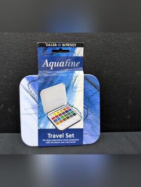Daler Rowney Aquafine Watercolour Paint Travel Tin Set 24 Assorted Colors